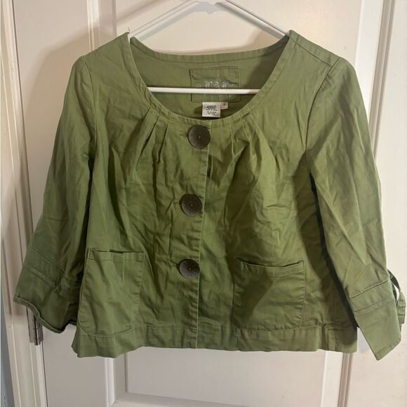 Vintage women’s green Button-Up utility barn Jacket cropped size small EUC - Picture 1 of 3